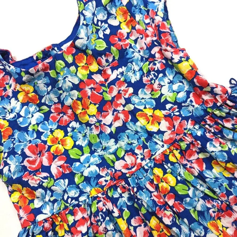 Ralph Lauren Dress Girls Size 24m Blue Floral Pansy